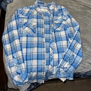 Buckle Blue and White Plaid Men's Shirt
